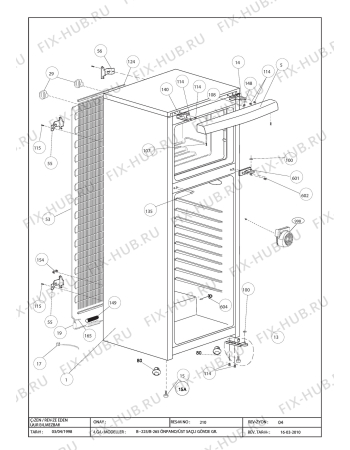 Взрыв-схема холодильника Beko BEKO RRN 2650 (6072483150) - CABINET ASSEMBLY  (B-265 FRONT W.PAN./UP.SEE)
